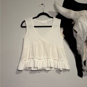 Pink Rose Ivory Sleeveless Blouse